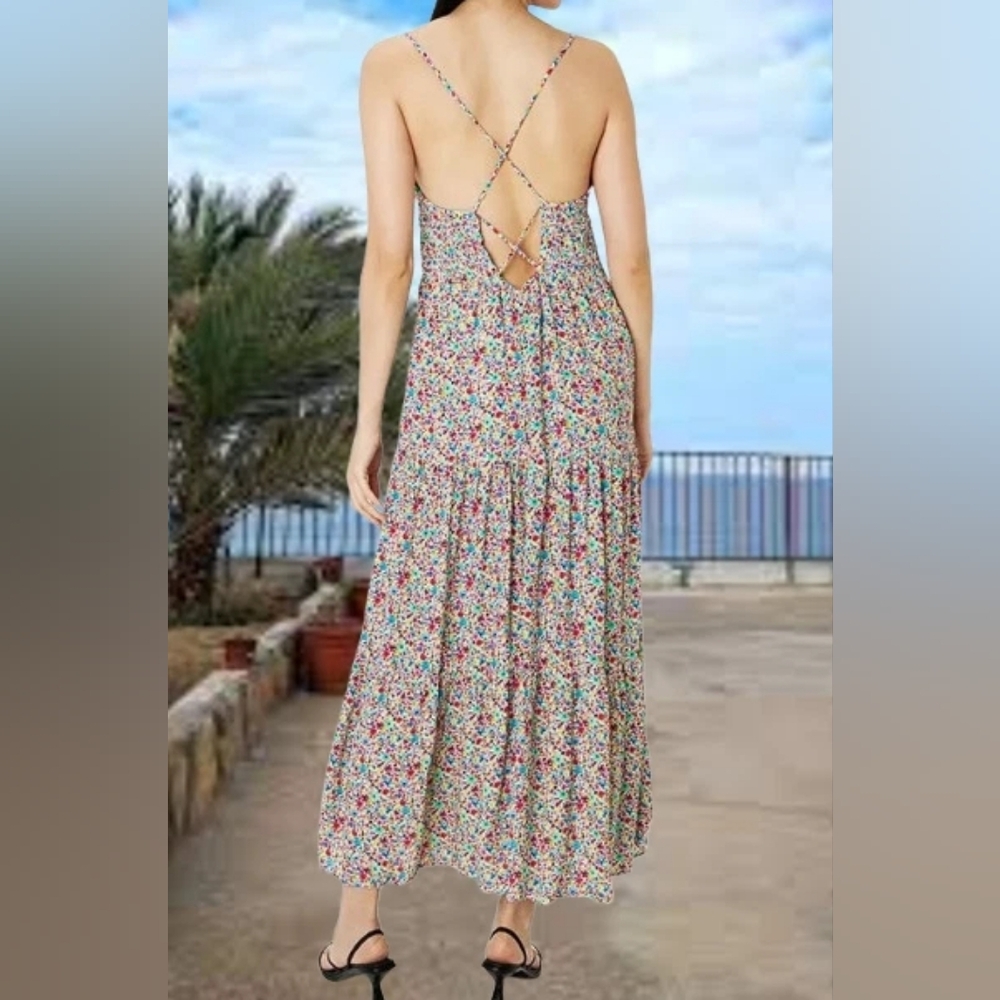 Zara floral print midi dress multicolored sz S,M,L, XL BNWT